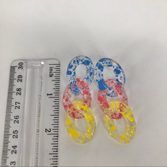 Colorful Acrylic Chain Link Earrings - Picture 5 of 5